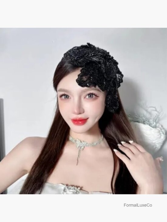 Vintage Fascinator Headpiece with Sparkling Beads for Weddings & Parties main image 6
